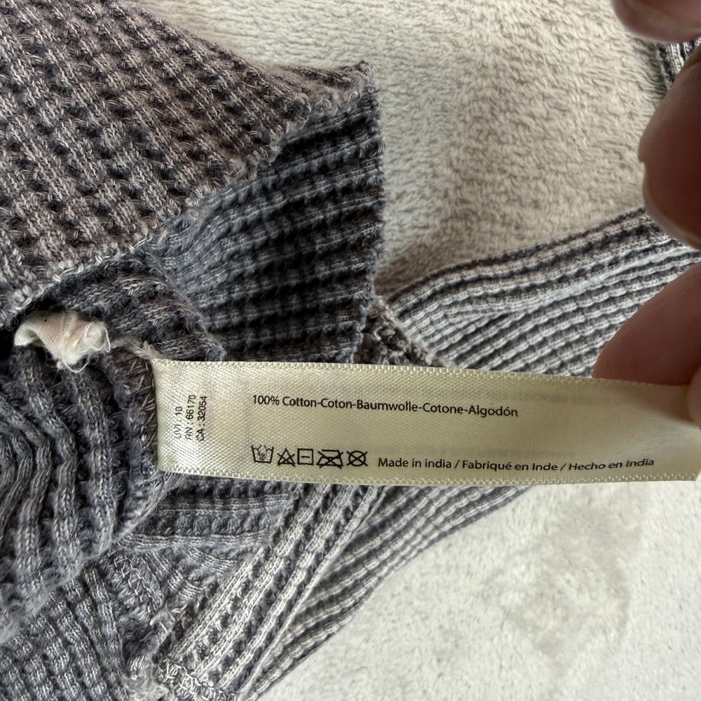 Free People One Shirt Women's Small Colt Thermal Henley Gray Waffle Long Sleeve - Picture 4 of 8